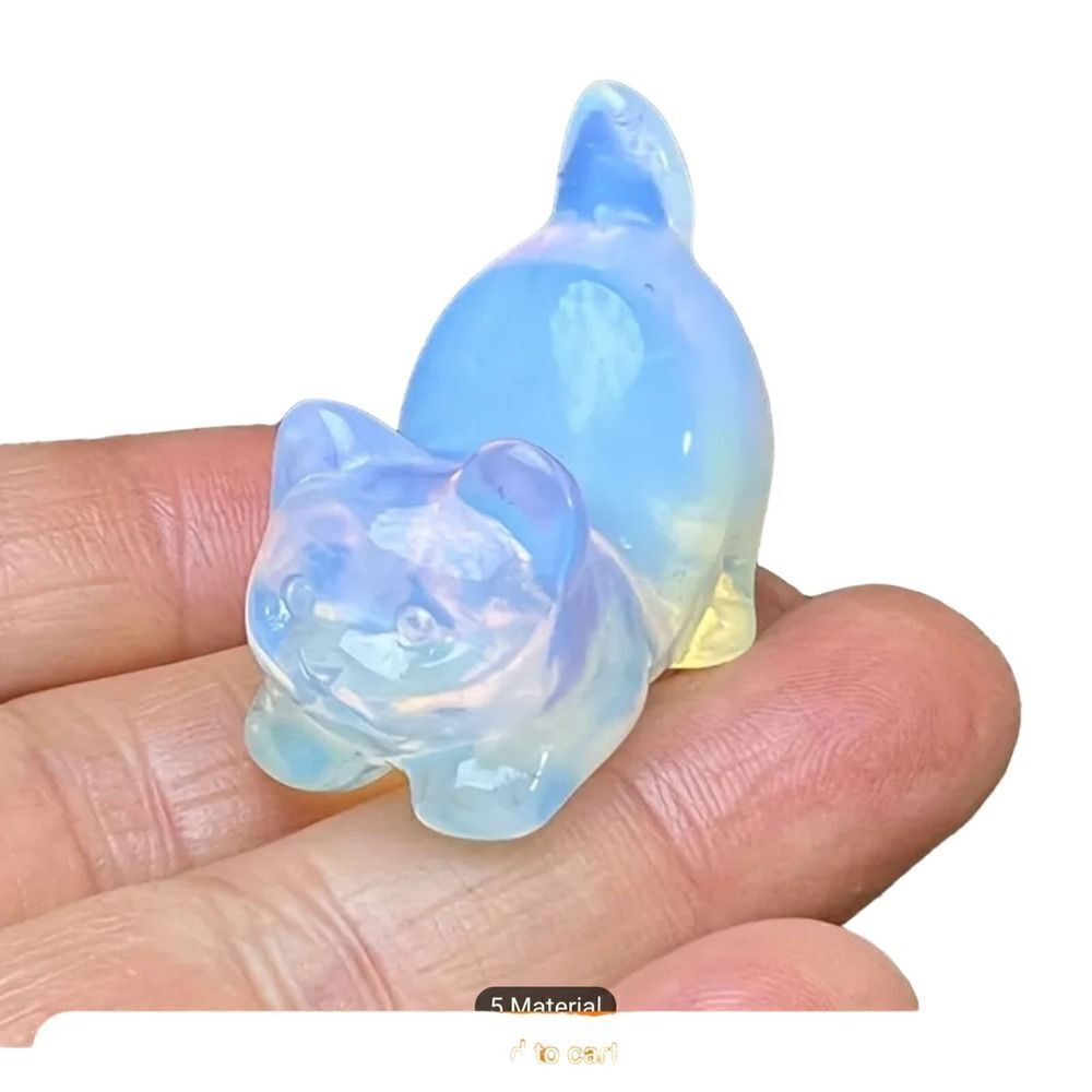 New! Natural Carved Cat in Opal Balance Stone